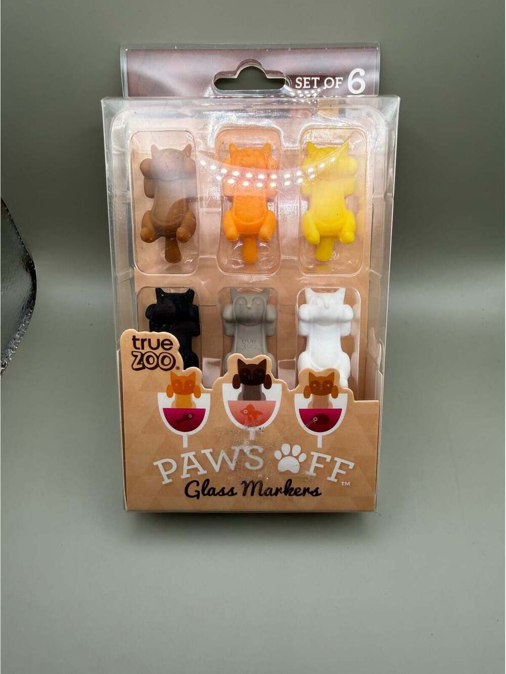 TrueZoo “Paws Off” Cat Glass Markers – Set of 6 – NWT